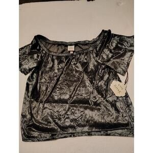 Nwt Knox rose slate blue velour blouse size xl